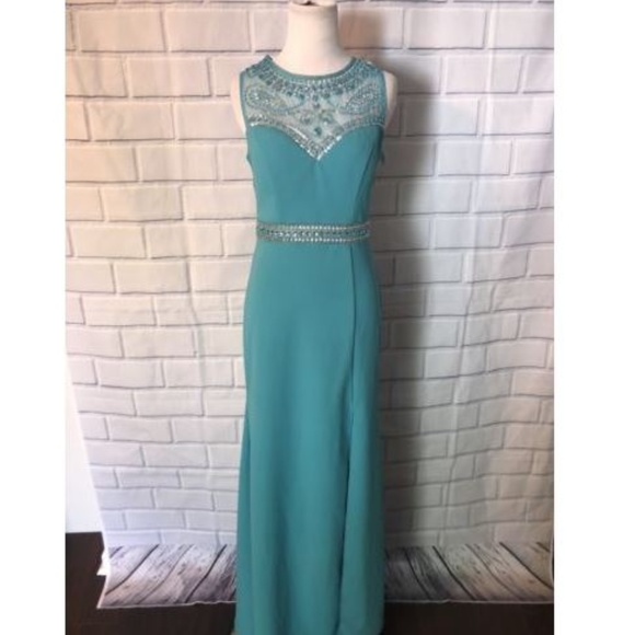 B Darlin Dresses & Skirts - NWT B Darlin Gown Sz 7/8 Prom Teal Sequin Cross Ba